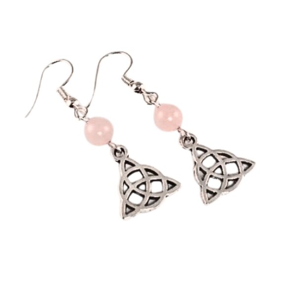 Beaded Power of Three Triquetra Earrings - Picture 2 of 2